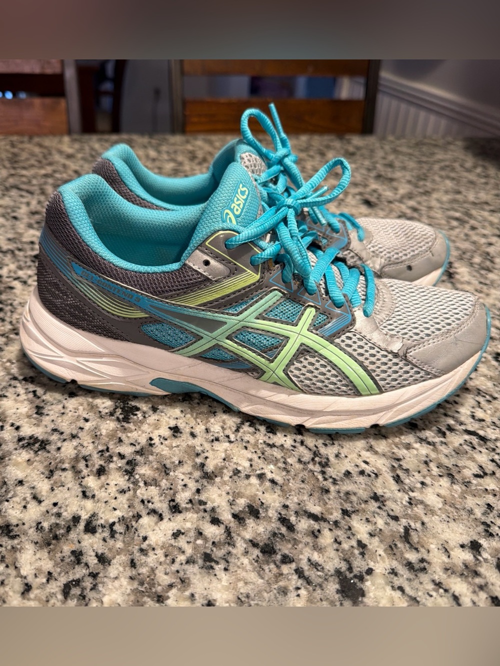 Asics Women's Gel Contend 3 T5G5N Gray Aqua Blue Running Shoes Size 8